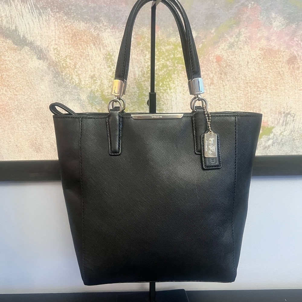 Coach Black Madison Saffiano Leather Mini Tote Bag - Picture 4 of 13